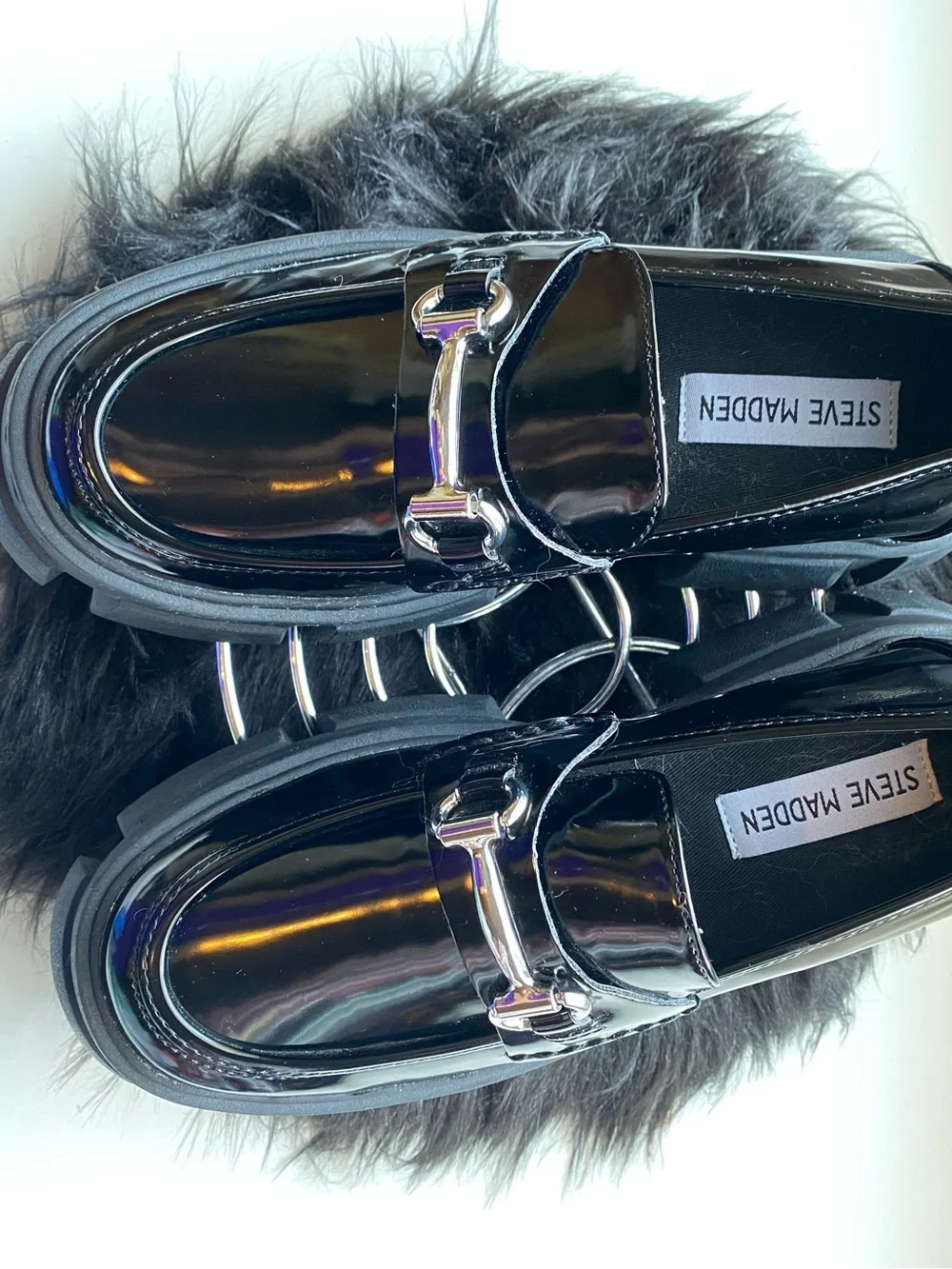 Steve Madden Black Patent Platform Loafers